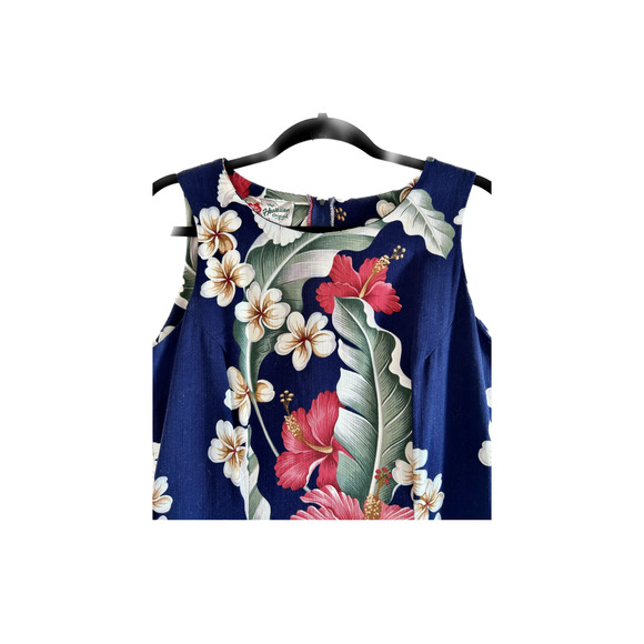 HILO HATTIES Blue Floral Hawaiian Dress Size 12 - Picture 3 of 4